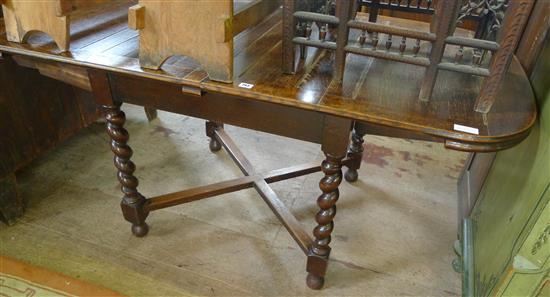 Oak draw leaf table, barley twist legs